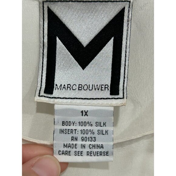 Marc Bouwer Womens Sleeveless Silk Blouse Ivory Plus Sz 1X Sheer Minimalist - Picture 5 of 9